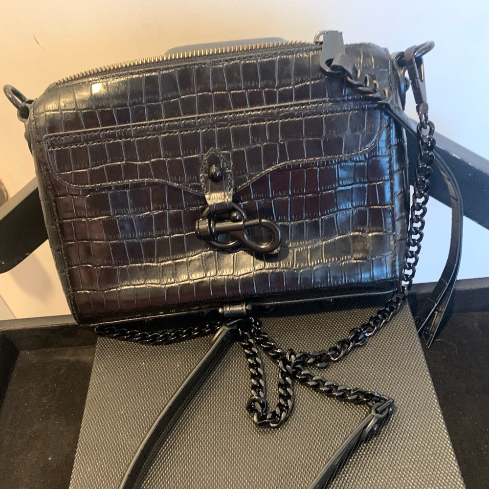 Rebecca Minkoff crossbody black leather bag.